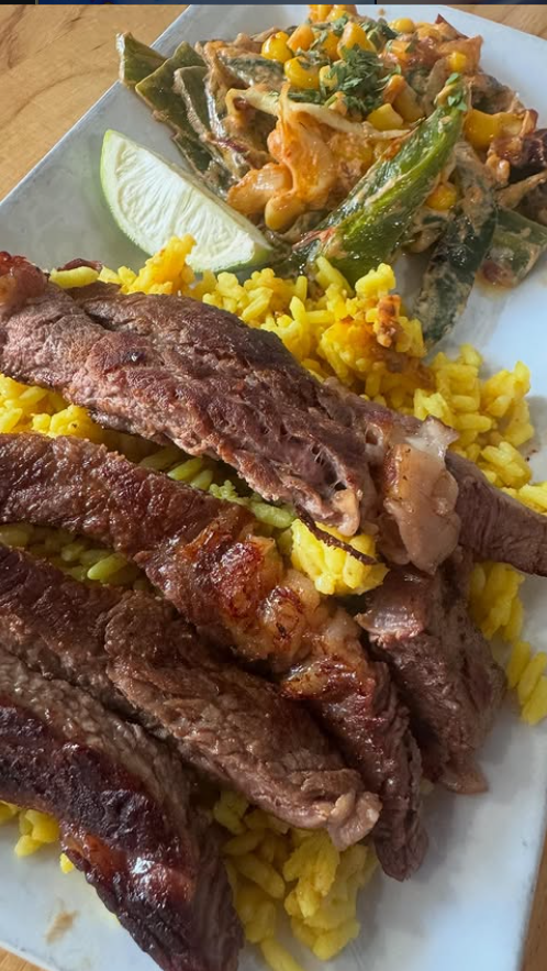 Brisket and rice at Uncle John's BBQ